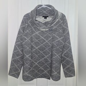 Tahari Gray Cowl Neck Sweater with Diamond Pattern
